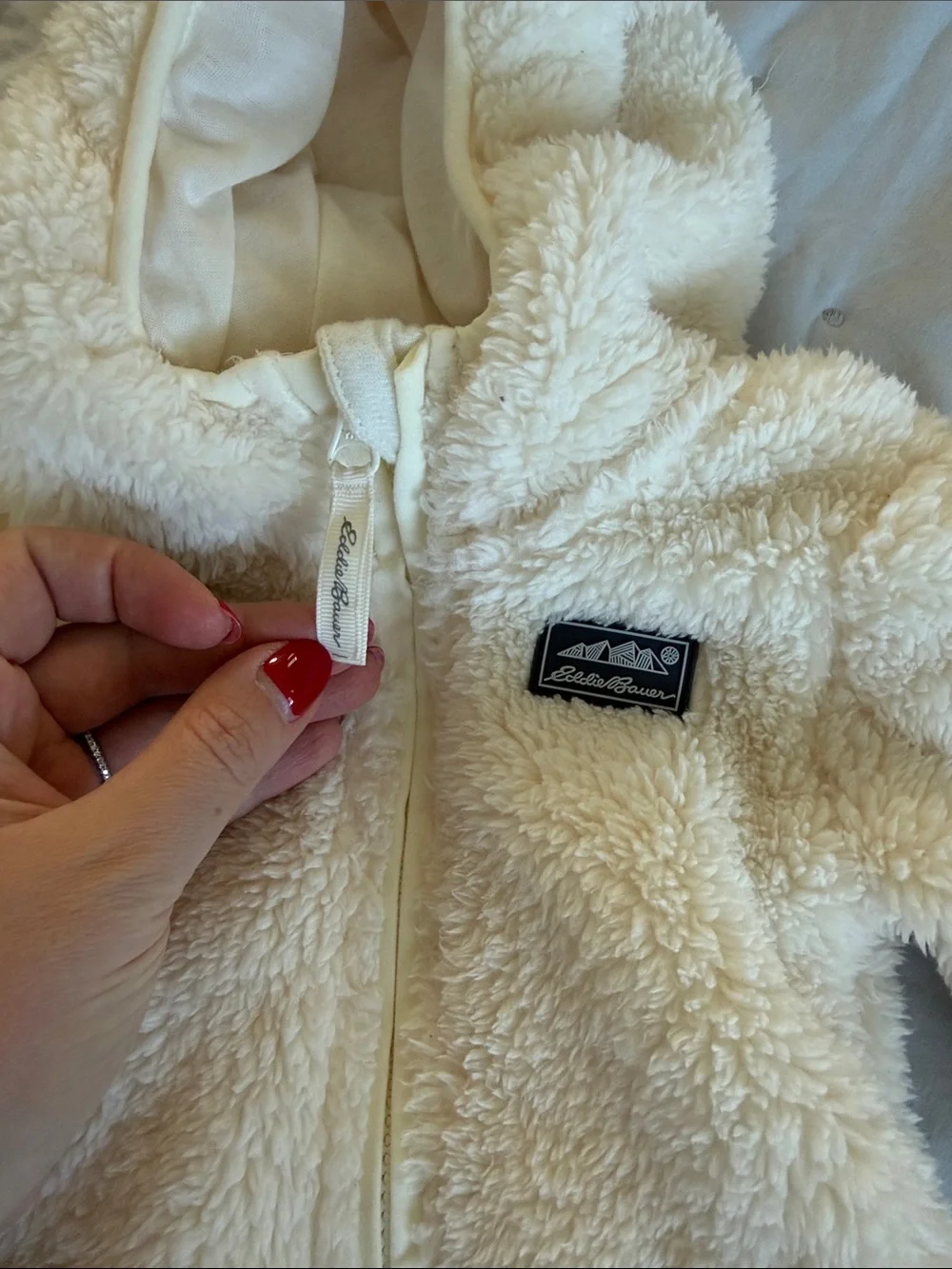 Eddie Bauer Plush Fleece Zip - Hooded Jumpsuit Coveralls 0-3 Months